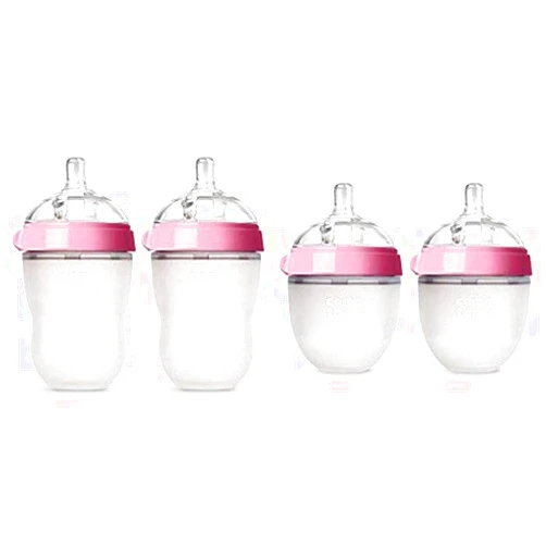 Comotomo Baby Bottle Starter Set, Pink (Two 8-Ounce, Two 5-Ounce)