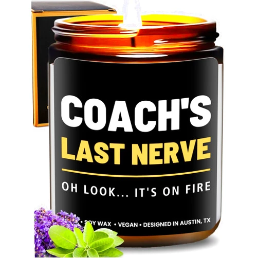 Rosa Vila Funny Coach Candle, Coach Gifts for Women & Men, Appreciation Gifts for Coaches, Sports Themed Gift, Coach's Last Nerve, Soccer, Baseball, Volleyball, Basketball, Soccer, Hockey, Christmas, Birthday