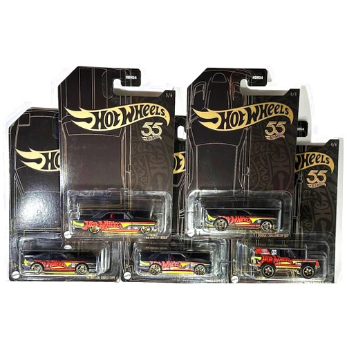 Hot Wheels - '23 Pearl & Chrome 55th Anniversary Set - 5 Cars - Does NOT Include Chase (3/6) - Challenger - Nova - Nissan 180SX - BMW M3 - Range Rover - Mint/NrMint Bubble Wrapped in a Box