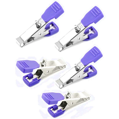 QWORK Veterinary Electrode Clip, 5 Pack Universal Accurate EKG/ECG Limb Clip Multi-Function Clamp Adapters for Electrode Resting Tabs, Snap Pinch Needle Banana