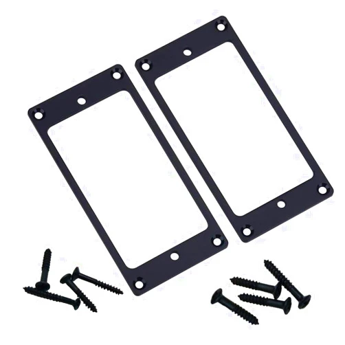 ShareGoo 2PCS Share Goo Metal Flat Humbucker Cover Electric Guitar Pickup Frame Mounting Ring with Screws (Black)