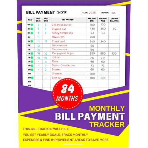 By HENMORO Publishers (Author) Monthly Bill Payment Tracker: 84 Months or 7 Years of Personal Finance Goal Settings, Recordings, and Management to Maximize Your Savings
