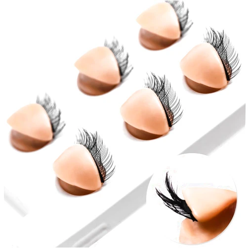 Miuffue 3 Pairs 2 Layers Eyelash Practice Eyelids for Mannequin Head, Silicone Rubber Removable Realistic Eyelash Extension Eyelids for Lash Training