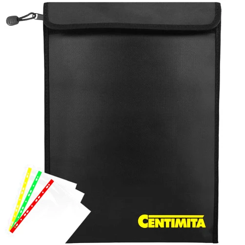 Centimita Fireproof Document Bag Waterproof Safe Folder - 2000℉ Money Bag with Zipper and 3 Document Protectors, 15”x11” Fire Proof/Waterproof Safe Bag, Important Document Holder, Fireproof Pouch,Fire Envelope