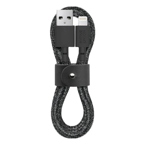 Native Union Belt Cable USB-A to Lightning - 4ft Ultra-Strong Reinforced [MFi Certified] Durable Charging Cable with Leather Strap Compatible with iPhone 14, iPhone 13, iPhone 12 and Earlier (Cosmos)