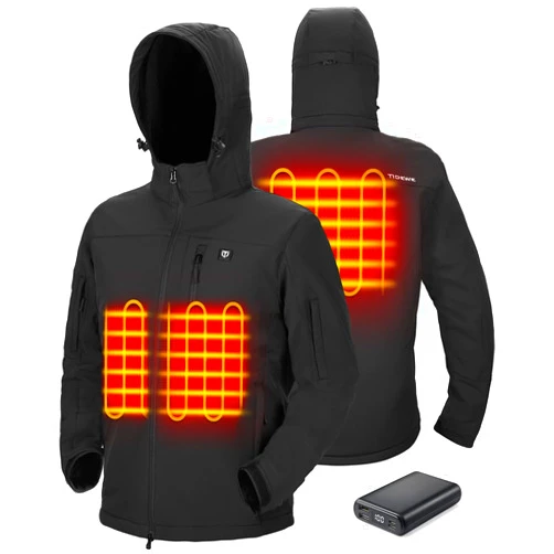 TIDEWE Heated Jacket for Men with Battery Pack (Black, Camo, Size S-XXXL)