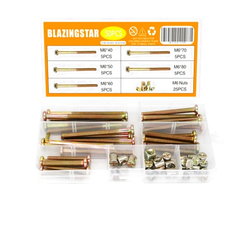 BLAZINGSTAR Baby Bed Crib Screws Hardware Replacement Kit, BlazingStar 25-Set M6x40mm/ 50mm/ 60mm/ 70mm/ 80mm Hex Drive Socket Cap Screws Barrel Nuts Assortment Kit for Beds Headboards Chairs Furniture