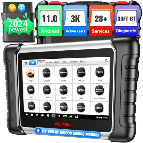 Autel MaxiCOM MK808BT PRO: 2024 Bidirectional Tool Up of MK900/ MX900/ MK808S/ MK808BT/ MaxiCheck MX808S/ MK808Z, 3K+ Active Tests as MK900BT, OE Full Sys, 28+ Services, OS 11