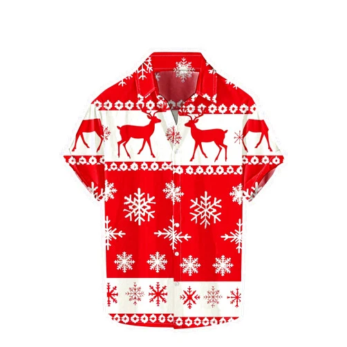 Hnhmli Hawaiian Shirts for Men Christmas Geometric Graphic Casual Shirts Party Button Down Short Sleeve Shirt Comfy Soft