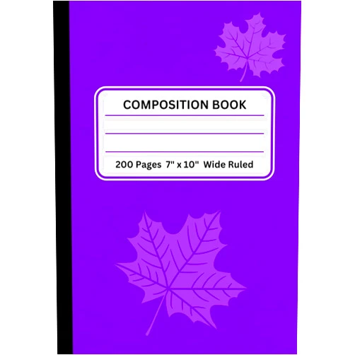 Alsta Studio Maple Leaf Composition Notebook, Hard Cover Notebook, 7 x 10 Inches, Wide Ruled, 100 Sheets, 200 Pages, Assorted Color option: Purple