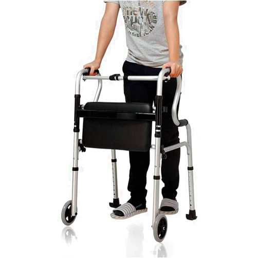 FKDEWALKER 2-in-1 Wheeled Walker with Seat,Bathroom Safety Support Frame,Elderly Assisted Walking,Foldable Walker for Seniors