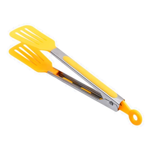 MALABAN Stainless Steel Tong BBQ Tong Salad Gripper Ice Food Serving Cooking Kitchen Utensils,Yellow
