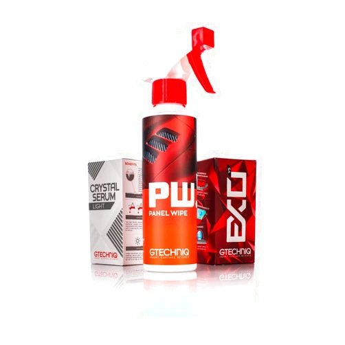 The Rag Company Gtechniq - EXOv5 + Panel Wipe + Crystal Serum Light (CSL) - 30ml - Kit - All in One Detailing Bundle, Paint Protection, Decontaminate, Great Gloss Retention, Water and Dirt Repellency