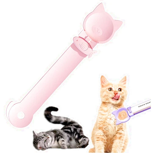 WUSAIRX Cat Treat Spoon, 2025 New Cat Treat Spoon Squeeze, Cute Cat Strip Feeder Spoon Lickable Cat Spoons for Wet Food and Liquid Snack (pink, one size)