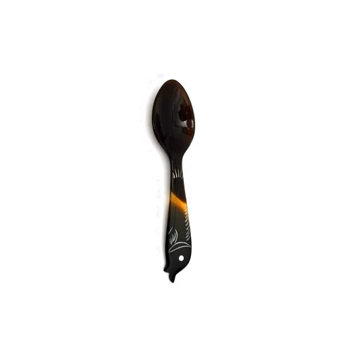 VietsWay 1 Piece Handcrafted Unique Buffalo Horn Teaspoon Spice Spoon with Carved Fish Handle