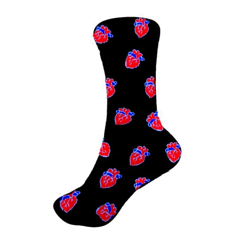 Anatomology Anatomical Heart Socks - Unisex-Adult, Black, One Size, 1 Count, Crew Length, Reinforced Toe, Tube Socks - Valentine's Day, Medical Professionals, Science Enthusiasts, Educators, Couples