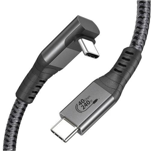 XAOSUN 240W USB4 Cable for Thunderbolt 4 Cable, Right Angle Thunderbolt 4 Cable 40Gbps Support 8K 4K Display 90 Degree Thunderbolt 4 Cable for ROG Ally, Steam Deck, Switch, eGPU, MacBook, Docks 3.3Ft