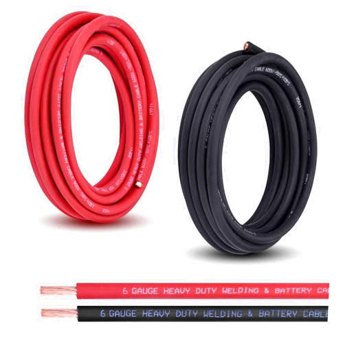 Shirbly 6 Gauge Battery Cable, 20FT Red + 20FT Black 6 AWG Pure Copper Wire Welding Cable, for Automotive, Battery, Solar, Marine and Generator, Standard USA OFC Wire