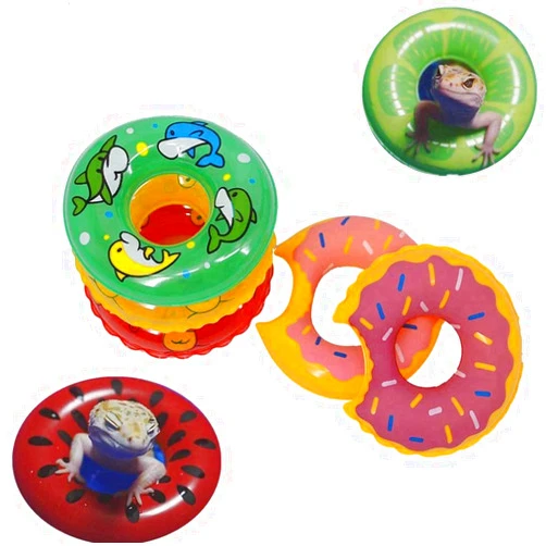 HAICHEN TEC 3.74 Inch Lizard Bearded Dragon Leopard Gecko Bath Collar Ring Swimming Rings Reptile Swim Life Jacket Float Ring for Leopard Gecko Anole Amphibians Cage Accessories Photo Shoot Toy