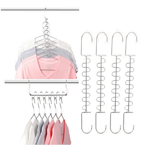 GEFTOL Metal Space Saving Hangers 12 Slots New Version Hanger Magic Cascading Hanger Closet Wardrobe Clothes Organizer(12 Pack)