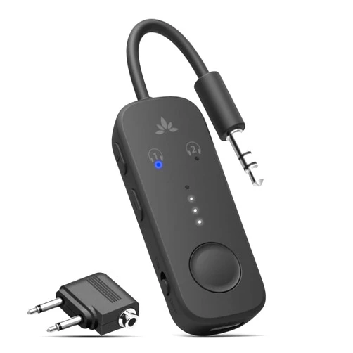 Avantree Relay - Premium Airplane Bluetooth 5.3 Adapter, Supports 2 AirPods or Headphones with aptX Low Latency, 3.5mm AUX Wireless Audio Transmitter for in-Flight Travel, TV, Gym, Tablets