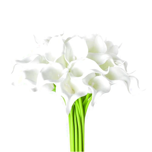 DuHouse 20Pcs Artificial Calla Lily Flower Real Touch Latex Flowers for DIY Wedding Bouquet Party Home Decor (Pure White)