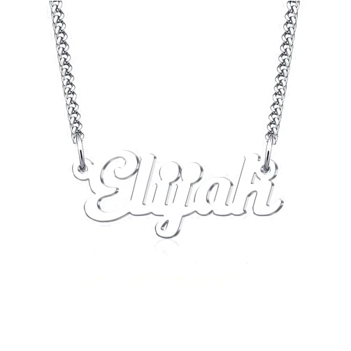 LuxglitterLin Name Necklace Personalized Script Letter Necklace Stainless Steel Cuban Link Chain Christmas Gift Jewelry for Elijah