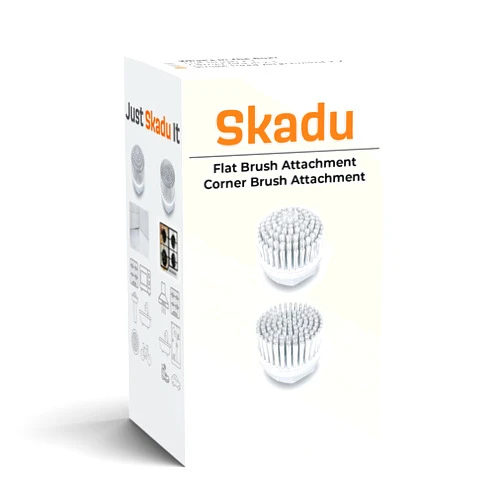 Skadu Cordless Power, Handheld Scrubber Brush Corner & Flat Bristle Brush with 2 x Dedicated Attachments