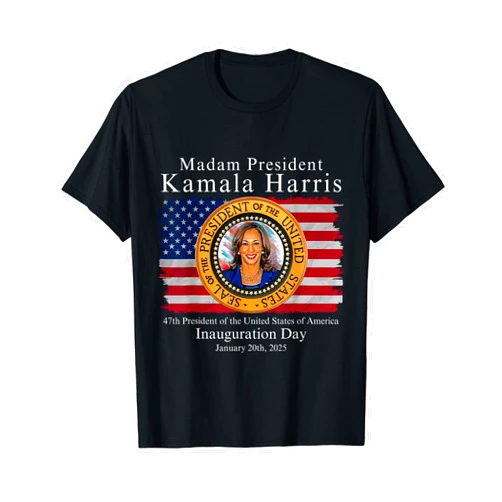 Serenity Silva Designs Unisex-Adults Black T-Shirt, Small, Short Sleeve, V-Neck, Modern, Political T-Shirt, Inauguration Day, Love, Winter