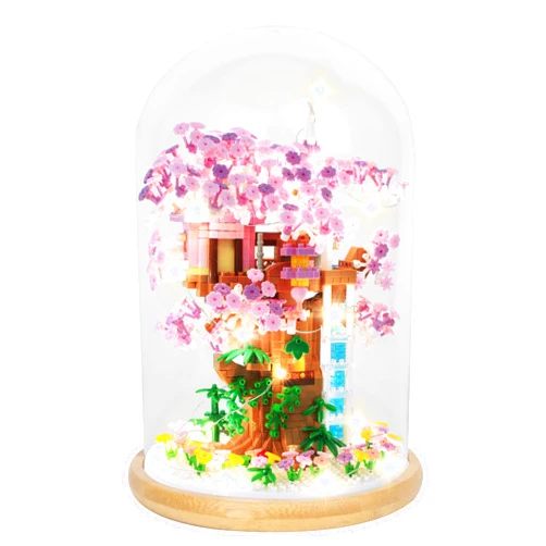 Nedeurs Cherry Blossom Bonsai Tree Building Set with Light and Dust Cover, 1380 PCS Flowers House Building Blocks Set, Gift Idea for Adults and Kids