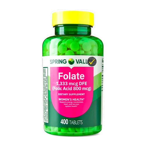 Generic Folate 1,333 mcg DFE (Folic Acid 800 mcg), Dietary Supplement for Women’s Health, 400 Tablets + Quality Check Sticker