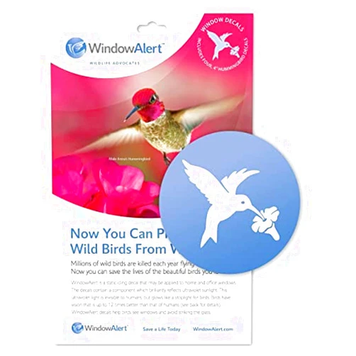 WindowAlert Hummingbird Anti-Collision Decal - UV-Reflective Window Decal to Protect Wild Birds from Glass Collisions - Made in The USA