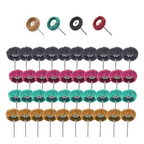 ABSOK 40 Pieces Abrasive Wheels Buffing Polishing Wheel, Non Woven Abrasive Drill Buffing Attachment Set 1