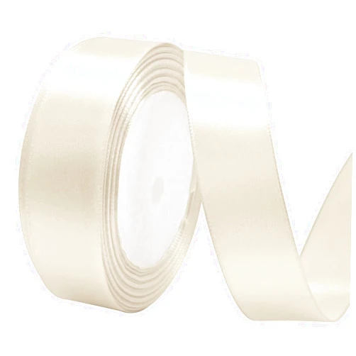 Lrybbon Ivory Satin Ribbon 7/8 Inch x 25 Yards Solid Fabric Polyester Satin Ribbon for Gift Wrapping Craft Flower Bouquet Hair Bows Making Wedding Party Decoration Sewing Projects Christmas Day