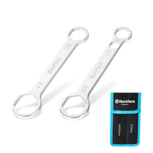 DURATECH Axle Wrench Set, Multi Tool Set, 5-IN-2, 27mm*34mm, 14mm*22mm*32mm, 6 point, CR-V Steel, Used to Remove Most Motorcycle Front and Rear Axles, Organized in Pouch