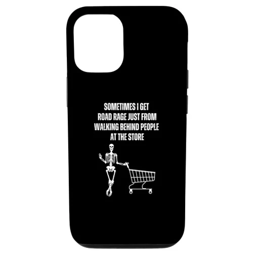 I'll Die Without Coffee Designs Co. iPhone 14 Funny Road Rage In Store Halloween Skeleton Spooky Sarcastic Case