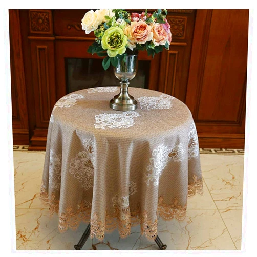 Vvlo Stylish Simplicity Small Fresh Large Round Tablecloth Home Dining Tablecloth Tablecloth Hotel Restaurant Tablecloth Cotton and Linen Round Tablecloth Little (Size : 100cm in Diameter)