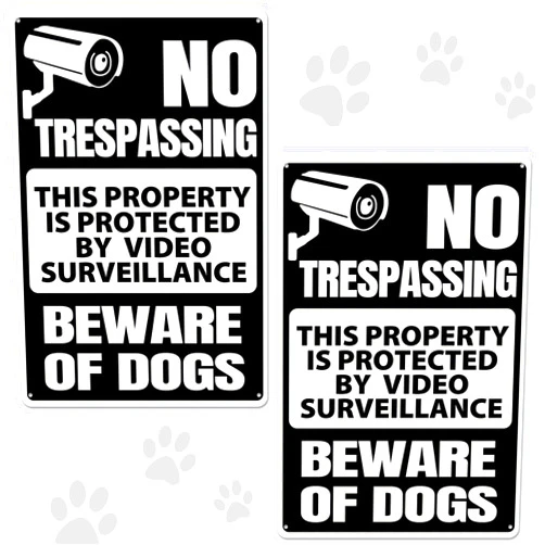Loopeer 2 Pack Beware of Dog Sign for Fence 12 x 8 Inch No Trespassing Sign Warning Metal Tin Sign Beware of Dog Signs Waterproof for Lawn Garden Yard Wall Outdoor Indoor Decorations