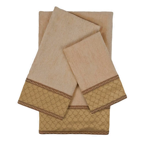 Sherry Kline Luxuriant Taupe 3-Piece Embellished Towel Set - 13 x 18 x 0.5/16 x 25 x 0.5/25 x 48 x 0.5