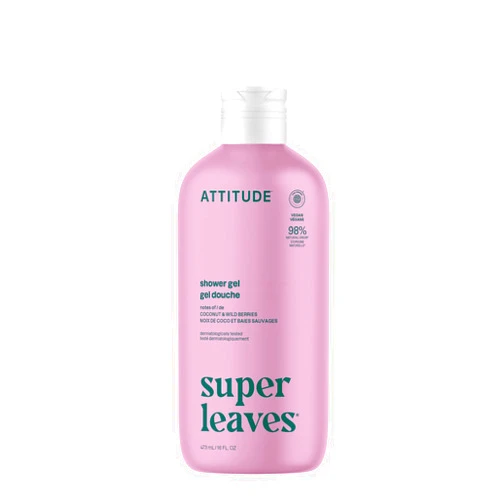 ATTITUDE Body Wash, EWG Verified Shower Gel, Dermatologically Tested, Plant and Mineral-Based, Vegan Personal Care Products, Coconut & Wild Berries Scent, 16 Fl Oz