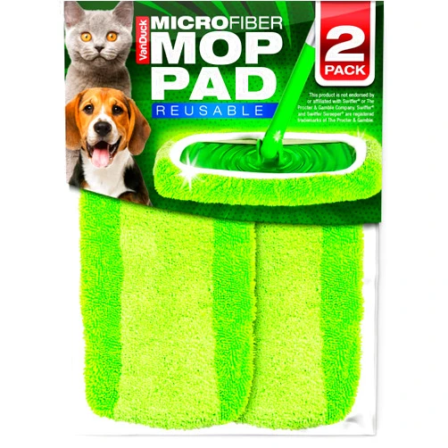 VanDuck Reusable Mop Pads Compatible with Swiffer Sweeper Mops (2-Pack) - Washable Microfiber Mop Pads for Wet & Dry Use - All Purpose Floor Mopping and Cleaning Product