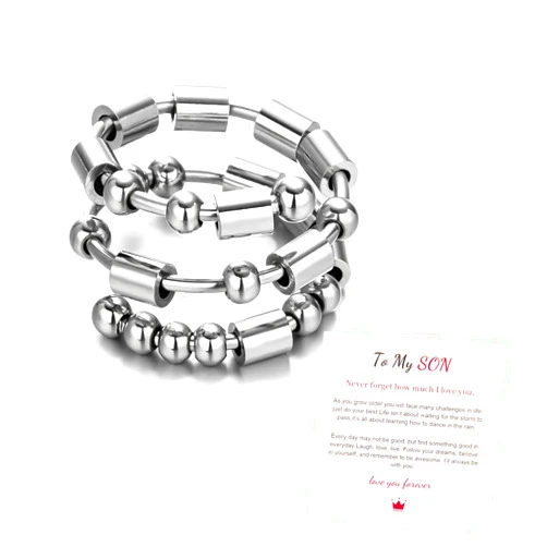 Beemean Morse Code Rings for Women Men Fidget Ring Stress Relieving Anxiety Ring Stainless Steel Spinner Rings Inspirational Daughter Son Granddaughter Grandson Ring Gifts for Her