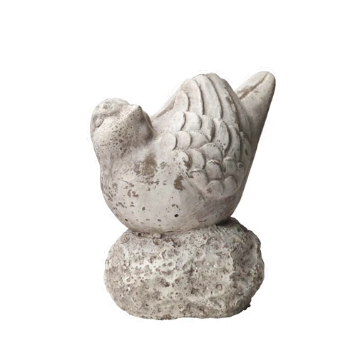Benzara Benjara Cement Bird Figurine in Upright Position with Hollow Base, Gray