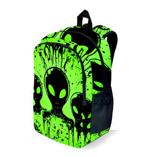 Xzyopcwx Green Alien Backpack With Adjustable Straps Multi-Functional Daypack For Laptop, Travel, Hiking & Daily Use