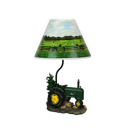 Zeckos Vintage Green Farm Tractor Table Lamp - Charming Farmhouse Accent with Rustic Appeal, 19 Inches High, Perfect Decorative Light for Country Living Rooms, Bedrooms, and Nurseries
