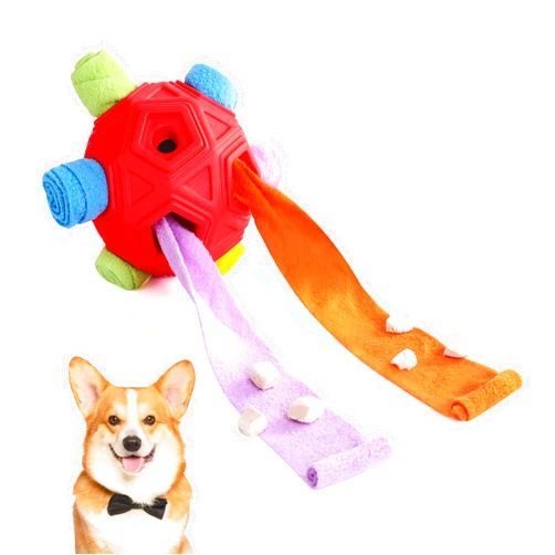 Lmhce Dog Snuffle Ball Toy, Interactive Dog Puzzle Ball, Encourage Natural Foraging Skills Slow Feeder Training Dog Sniff Toy (Red)