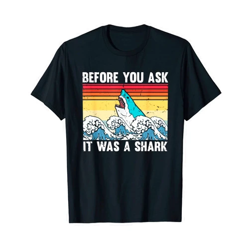Retro Amputated Statements Sarcastic Graphic Gag Vintage Ironically Asking Amputees Shark Illustration Puns T-Shirt