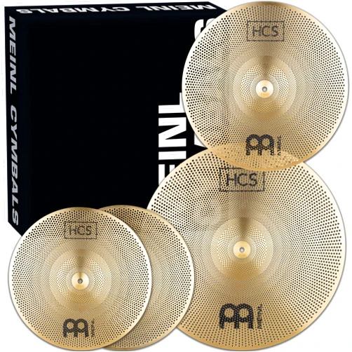 Meinl Cymbals HCS Complete Practice Cymbal Set with Quiet Volume for Drums — Low Noise Durable Brass Alloy and Musical Tone, 2-Year Warranty (P-HCS141620)