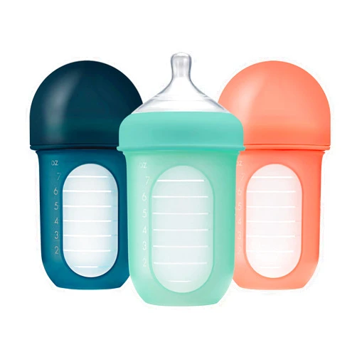 Boon NURSH Reusable Silicone Pouch Bottles, 8 Ounce (Pack of 3) 8 Ounce Mint