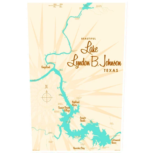 Art of Place Lake LBJ Texas Map Giclee Art Print Poster from Illustration by Lakebound 12